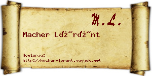 Macher Lóránt névjegykártya