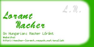 lorant macher business card